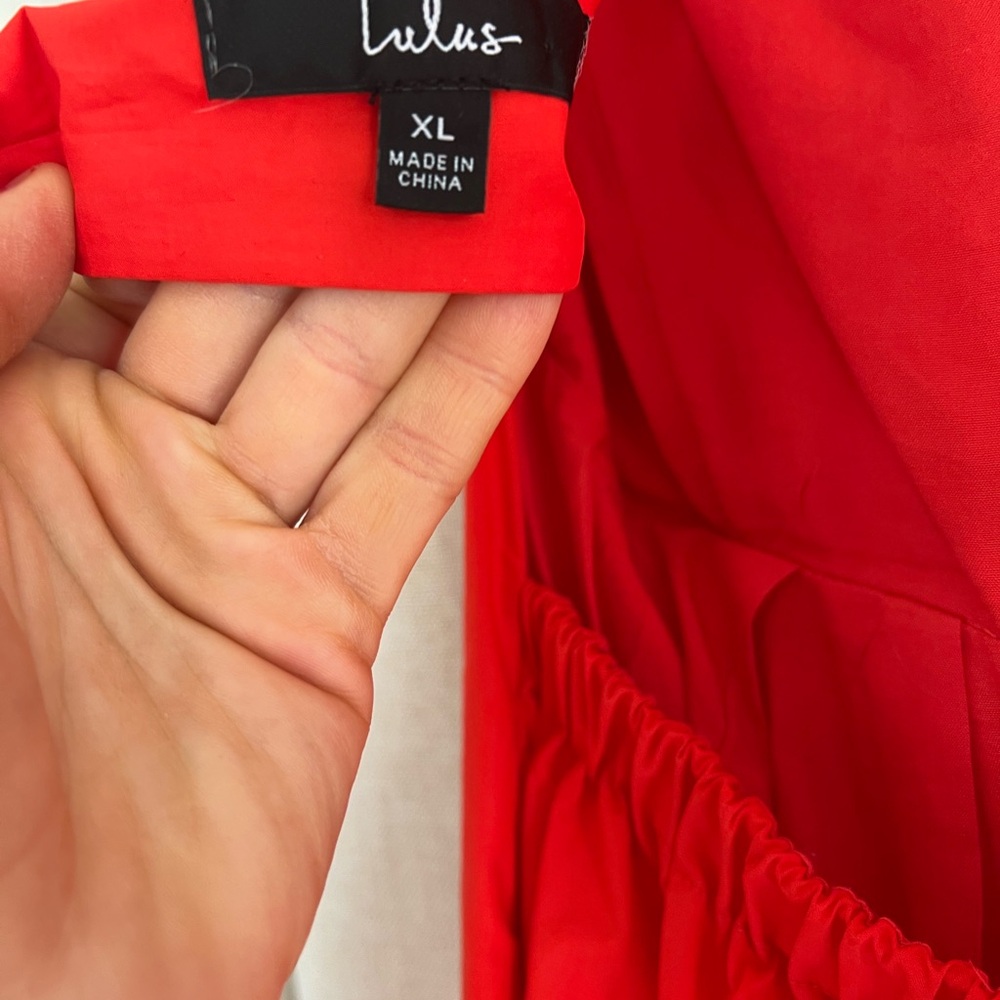 Lulus Strolling Sicily Red Pleated Backless Midi Dress With Pockets size XL - Picture 5 of 6